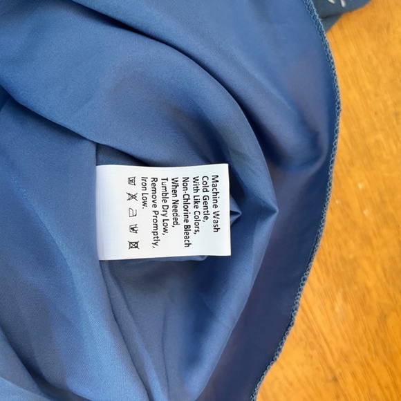 Fashion Blue V Neck Midi Sheer Lined Dress Elastic Waist Boho Chic, Size S - Picture 10 of 11